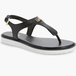 Michael Kors Brady Thong Sandals Black Pebbled Leather w/Rubber Soles Womens 10M